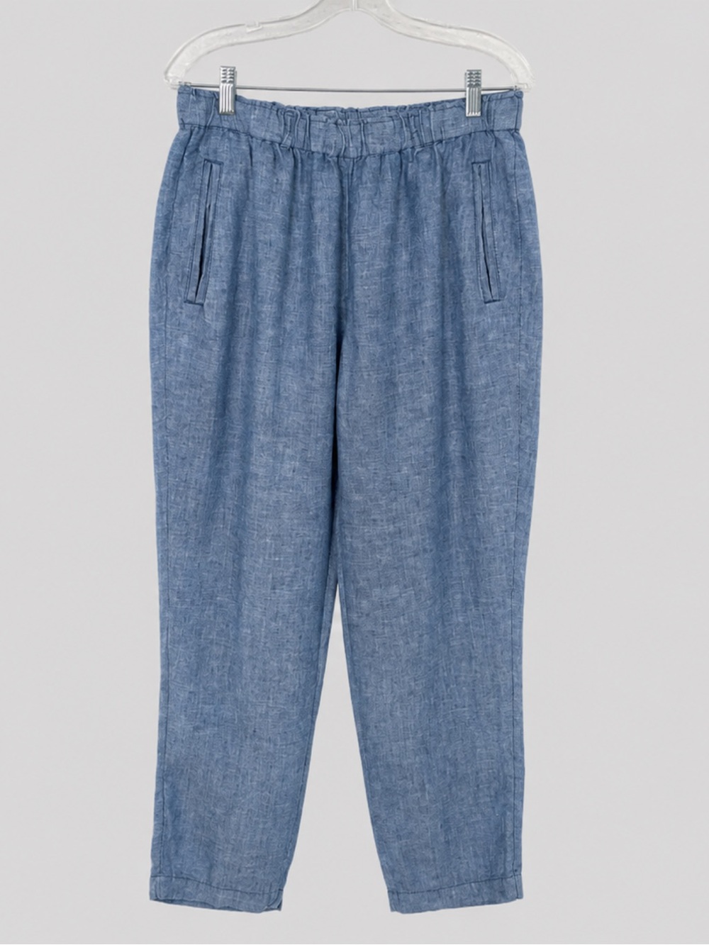 C&C California Women Linen-Blend Relaxed Elastic Waist Pants in Light Denim Blue